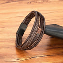 Pulseira Masculina Dupla em Couro
