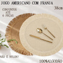 Jogo Americano Redondo Com Franja Algodão